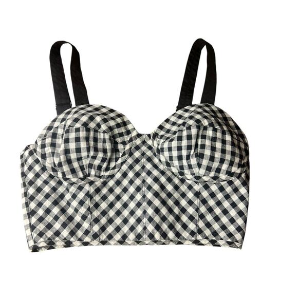 Tome Collective Gingham Bustier Cropped Cotton Tank Top Size US 2 - Picture 2 of 5